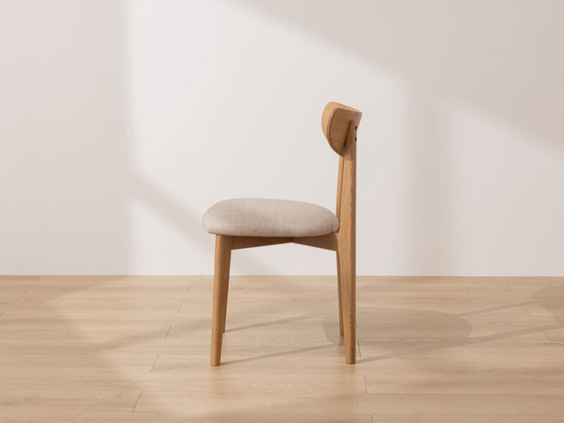 Grain and Frame - Natural Solid Oak Scandinavian Dining Chair with Oatmeal Linen 5