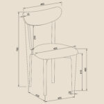 Grain and Frame Solid Oak Scandinavian Dining Chair with Oatmeal Linen Dimensions