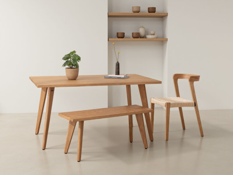 Natural Solid Oak Scandinavian Dining Set - 01