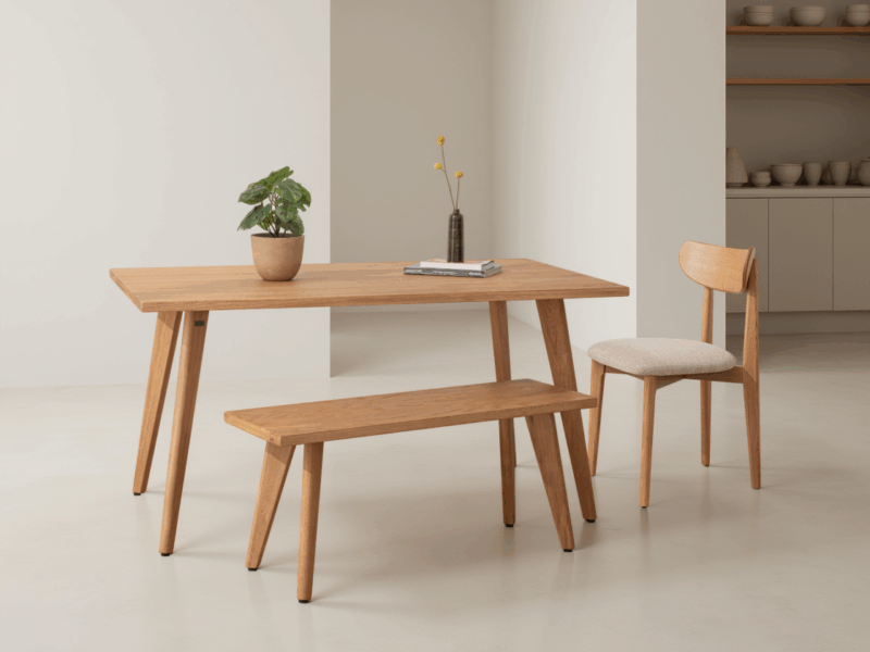 Natural Solid Oak Scandinavian Dining Set - 02