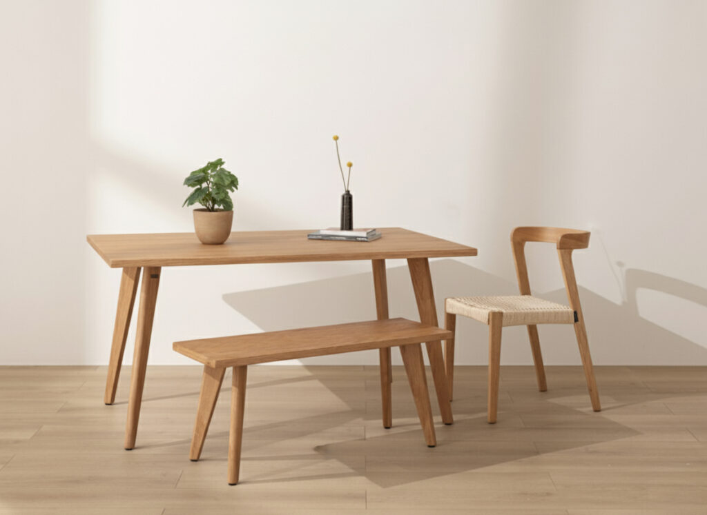 Grain and Frame - Natural Solid Oak Scandinavian Dining Set 01 - Studio 1
