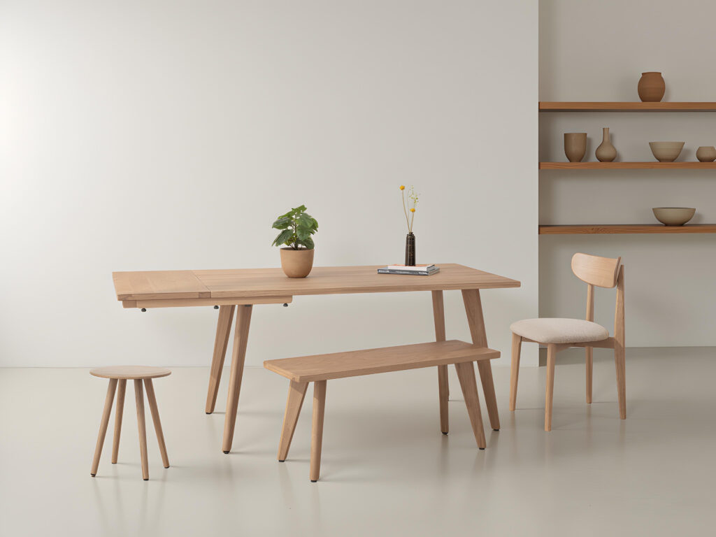 Grain and Frame Extendable Light Solid Oak Scandinavian Dining Set 02 Lifestyle 1 Grain and Frame Extendable Light Solid Oak Scandinavian Dining Set 02 Lifestyle 1