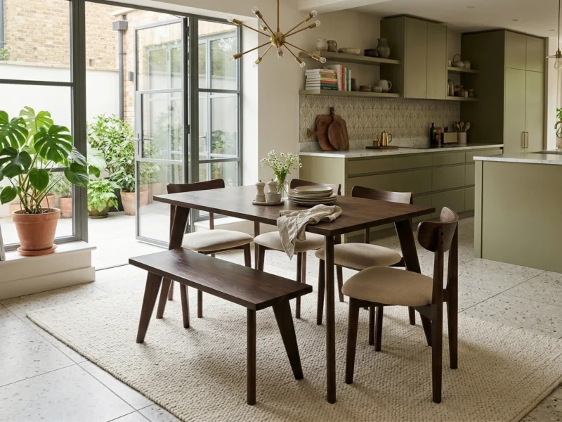 Grain and Frame - Dark Solid Oak Scandinavian Dining Chair with Oatmeal Linen 1