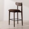 Grain and Frame   Dark Solid Oak Bar Stool 02 with Chocolate Velvet 1