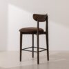 Grain and Frame   Dark Solid Oak Bar Stool 02 with Chocolate Velvet 3