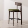 Grain and Frame   Dark Solid Oak Bar Stool 02 with Green Velvet 1
