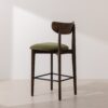 Grain and Frame   Dark Solid Oak Bar Stool 02 with Green Velvet 3