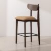 Grain and Frame   Dark Solid Oak Bar Stool 02 with Light Vegan Leather 1