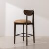 Grain and Frame   Dark Solid Oak Bar Stool 02 with Light Vegan Leather 3