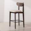Grain and Frame   Dark Solid Oak Bar Stool 02 with Oatmeal Linen 1