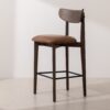 Grain and Frame   Dark Solid Oak Bar Stool 02 with Tan Vegan Leather 1