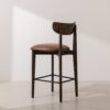 Grain and Frame   Dark Solid Oak Bar Stool 02 with Tan Vegan Leather 3