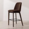 Grain and Frame   Dark Solid Oak Bar Stool 03 with Chocolate Velvet 1