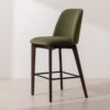 Grain and Frame   Dark Solid Oak Bar Stool 03 with Green Velvet 1