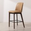 Grain and Frame   Dark Solid Oak Bar Stool 03 with Light Vegan Leather 1