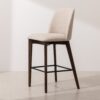 Grain and Frame   Dark Solid Oak Bar Stool 03 with Oatmeal Linen 1