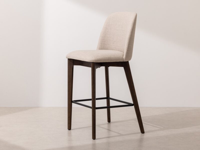 Grain and Frame Dark Solid Oak Bar Stool 03 with Oatmeal Linen 1