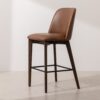 Grain and Frame   Dark Solid Oak Bar Stool 03 with Tan Vegan Leather 1