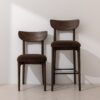 Grain and Frame - Dark Solid Oak Dining Chair 02 and Bar Stool 02 with Chocolate Velvet