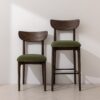 Grain and Frame - Dark Solid Oak Dining Chair 02 and Bar Stool 02 with Green Velvet