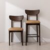 Grain and Frame - Dark Solid Oak Dining Chair 02 and Bar Stool 02 with Light Vegan Leather