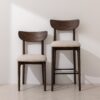 Grain and Frame - Dark Solid Oak Dining Chair 02 and Bar Stool 02 with Oatmeal Linen
