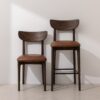Grain and Frame - Dark Solid Oak Dining Chair 02 and Bar Stool 02 with Tan Vegan Leather