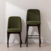 Grain and Frame - Dark Solid Oak Dining Chair 03 and Bar Stool 03 with Green Velvet