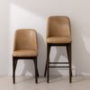 Grain and Frame - Dark Solid Oak Dining Chair 03 and Bar Stool 03 with Light Vegan Leather