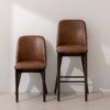 Grain and Frame - Dark Solid Oak Dining Chair 03 and Bar Stool 03 with Tan Vegan Leather