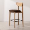Grain and Frame   Light Solid Oak Bar Stool 02 with Chocolate Velvet 1