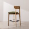 Grain and Frame   Light Solid Oak Bar Stool 02 with Green Velvet 3
