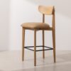 Grain and Frame   Light Solid Oak Bar Stool 02 with Light Vegan Leather 1