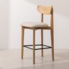 Grain and Frame   Light Solid Oak Bar Stool 02 with Oatmeal Linen 1