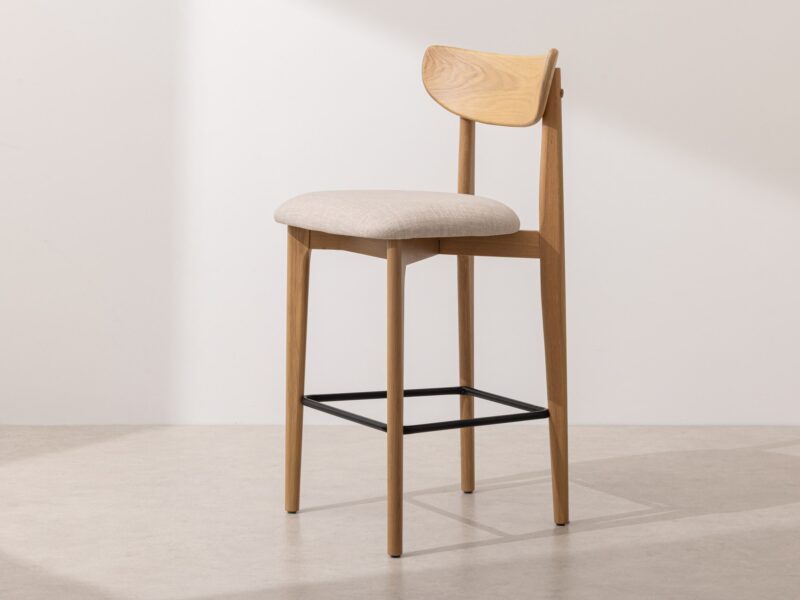 Grain and Frame Light Solid Oak Bar Stool 02 with Oatmeal Linen 1