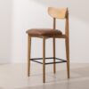 Grain and Frame   Light Solid Oak Bar Stool 02 with Tan Vegan Leather 1