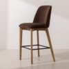 Grain and Frame   Light Solid Oak Bar Stool 03 with Chocolate Velvet 1