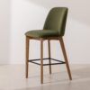 Grain and Frame   Light Solid Oak Bar Stool 03 with Green Velvet 1