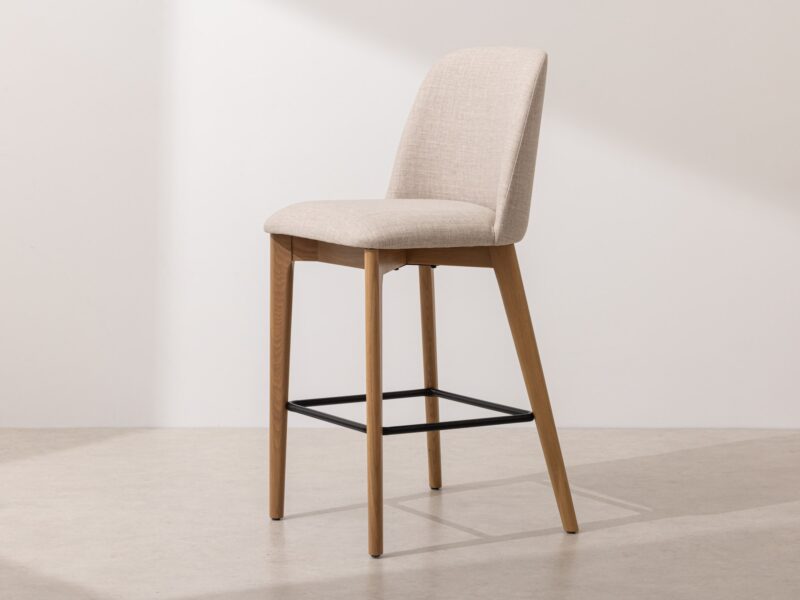 Grain and Frame Light Solid Oak Bar Stool 03 with Oatmeal Linen 1