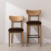 Grain and Frame - Light Solid Oak Dining Chair 02 and Bar Stool 02 with Chocolate Velvet