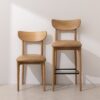 Grain and Frame - Light Solid Oak Dining Chair 02 and Bar Stool 02 with Light Vegan Leather