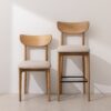 Grain and Frame - Light Solid Oak Dining Chair 02 and Bar Stool 02 with Oatmeal Linen