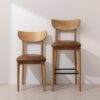 Grain and Frame - Light Solid Oak Dining Chair 02 and Bar Stool 02 with Tan Vegan Leather