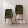 Grain and Frame - Light Solid Oak Dining Chair 03 and Bar Stool 03 with Green Velvet