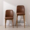 Grain and Frame - Light Solid Oak Dining Chair 03 and Bar Stool 03 with Tan Vegan Leather