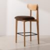 Grain and Frame   Natural Solid Oak Bar Stool 02 with Chocolate Velvet 1
