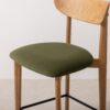 Grain and Frame   Natural Solid Oak Bar Stool 02 with Green Velvet 5