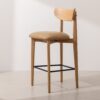 Grain and Frame   Natural Solid Oak Bar Stool 02 with Light Vegan Leather 1