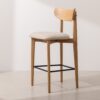 Grain and Frame   Natural Solid Oak Bar Stool 02 with Oatmeal Linen 1
