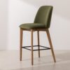 Grain and Frame   Natural Solid Oak Bar Stool 03 with Green Velvet 1
